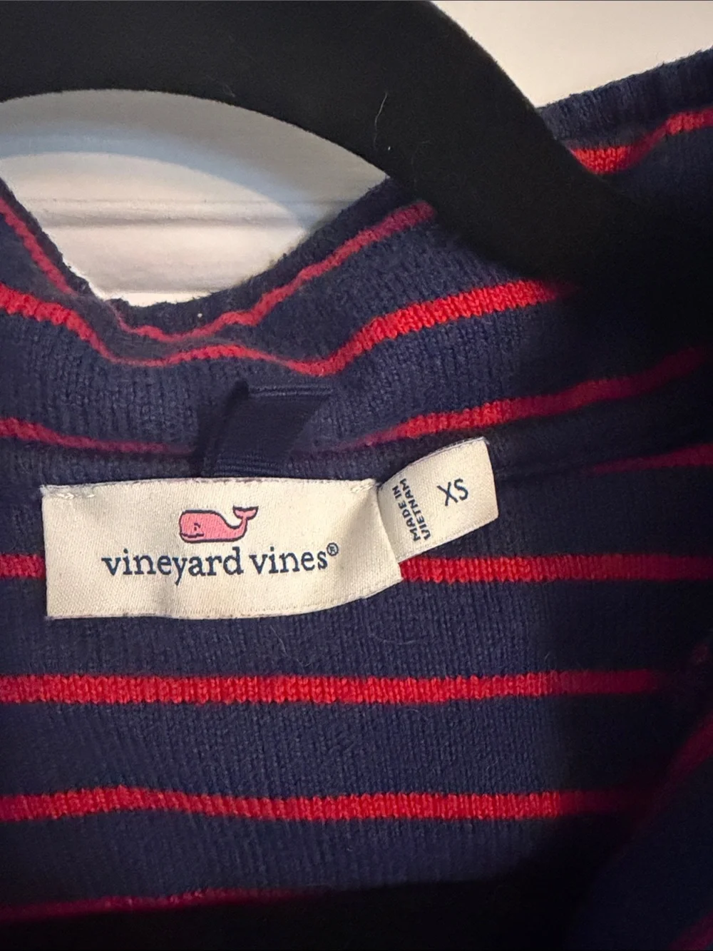 Vineyard Vines Navy and Red Striped Half-Zip Pullover